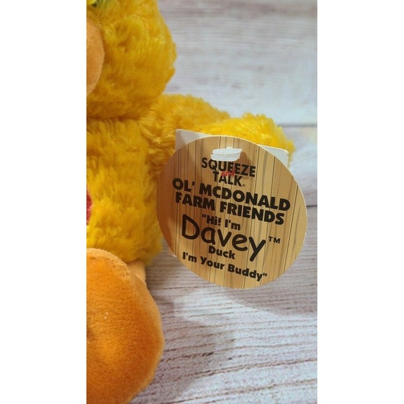 Dan Dee Squeeze and Talk Old MacDonald Plush Davey Duck Stuffed Animal Yellow 8" - Picture 3 of 4